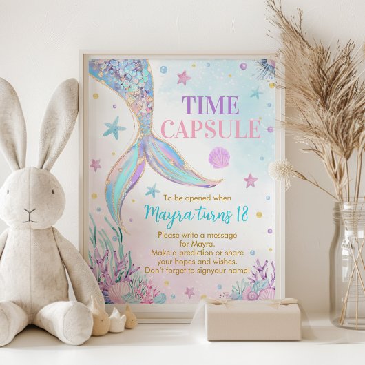 Meerjungfrau unter dem Meeresschutzschild Geburtst Poster