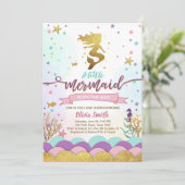 Meerjungfrau unter dem Sea Baby Shower Invitation  Einladung (Stehend Vorderseite)