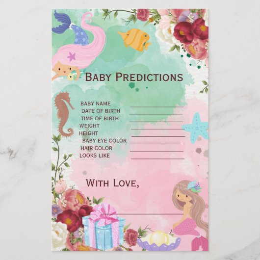Meerjungfrau unter dem Sea Baby Shower Predictions (Vorderseite)