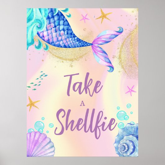 Meerjungfrau unter dem Sea Gold Glitzer Geburtstag Poster (Vorne)