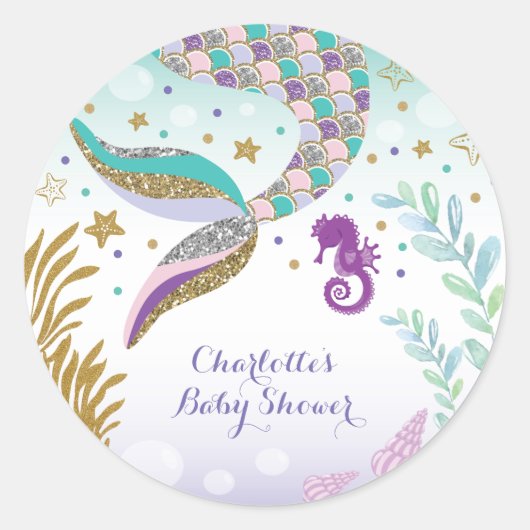 Meerjungfrau unter dem Sea Pool Party Vielen Dank  Runder Aufkleber (Vorderseite)