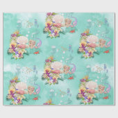 Meerjungfrau unter dem Sea-Star-Seepferd Geschenkpapier (Flach)