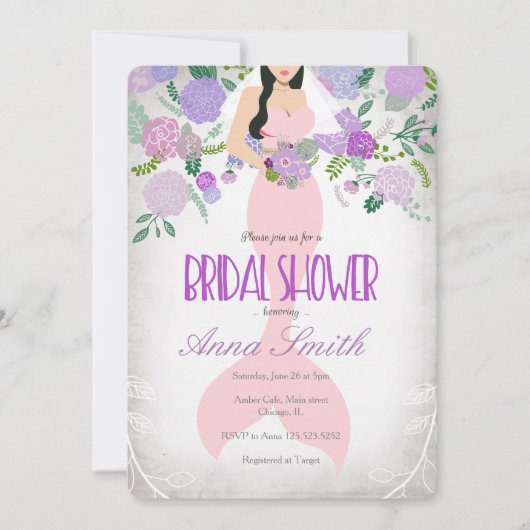 Meerjungfrau unter dem SeeBrautparty laden ein Einladung (Vorderseite)