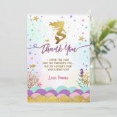 Meerjungfrau unter dem Seegeburtstag danken Ihnen Dankeskarte (Stehend Vorderseite)