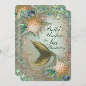 Meerjungfrau unter den Party Einladungen (Vorne/Hinten)