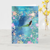 Meerjungfrau unter den Sternen Geburtstag Karte (Gelbe Blume)