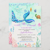 Meerjungfrau unter der Baby-Kinderdusche Einladung (Vorne/Hinten)