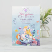 Meerjungfrau unter der Babydusche Einladung (Stehend Vorderseite)