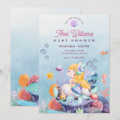 Meerjungfrau unter der Babydusche Einladung (Vorne/Hinten)