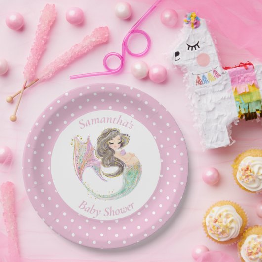 Meerjungfrau unter der Babydusche Pappteller (Party)