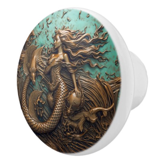 Meerjungfrau unter der Bronze-3D-Wirkung Keramikknauf (Rechts)