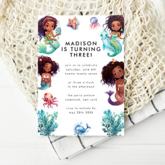 Meerjungfrau unter der Geburtstagspartei Einladung