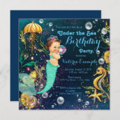 Meerjungfrau unter der Geburtstagspartei Einladung (Vorne/Hinten)