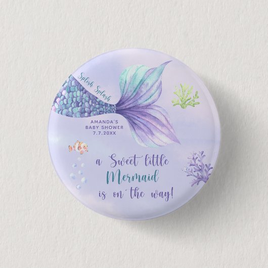 Meerjungfrau unter der Kinderdusche Button (Vorderseite)