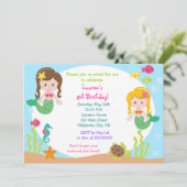 Meerjungfrau unter der Meergeburtstags-Party Einladung (Stehend Vorderseite)