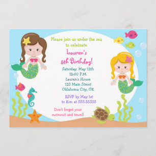 Meerjungfrau unter der Meergeburtstags-Party Einladung