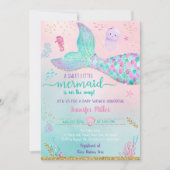 Meerjungfrau unter der Rosa-Gold-Babydusche Einladung (Vorderseite)