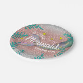 Meerjungfrau unter der Rose Gold Girl Babydusche Pappteller (Schrägansicht)