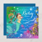Meerjungfrau unter der Sea Baby-Dusche Einladung (Vorne/Hinten)