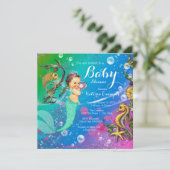 Meerjungfrau unter der Sea Baby-Dusche Einladung (Stehend Vorderseite)