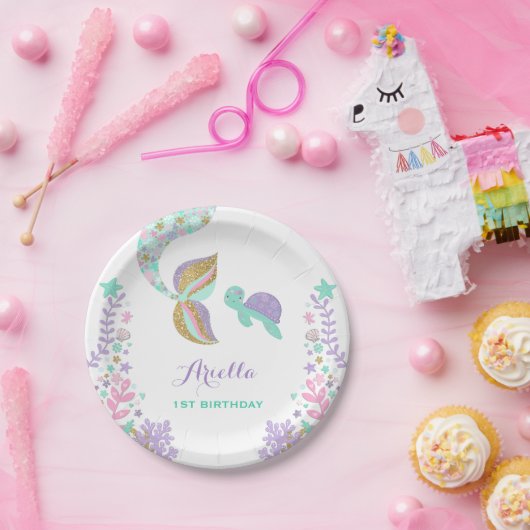 Meerjungfrau unter der Seepapierplatte 7" Pappteller (Party)