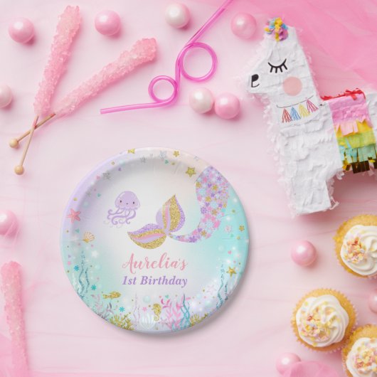 Meerjungfrau unter der Seepapierplatte 7" Pappteller (Party)