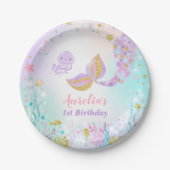 Meerjungfrau unter der Seepapierplatte 7" Pappteller (Vorderseite)