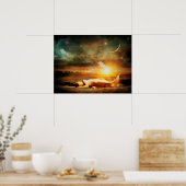 Meerjungfrau unter Moon Starry Night Mystical Post Poster (Küche)