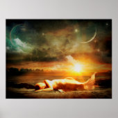 Meerjungfrau unter Moon Starry Night Mystical Post Poster (Vorne)
