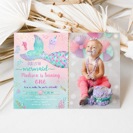 Meerjungfrau unter Rosa Gold Geburtstag Einladung