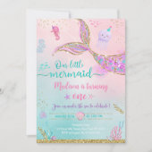 Meerjungfrau unter Rosa Lila Geburtstag Einladung (Vorderseite)