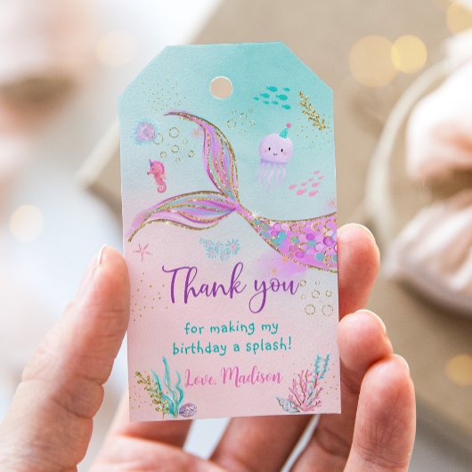 Meerjungfrau unter Rosa Lila Geburtstag Geschenkanhänger