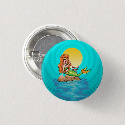 Meerjungfrau unter Vollmond Button (Vorne & Hinten)