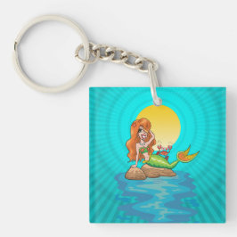 Meerjungfrau unter Vollmond Schlüsselanhänger