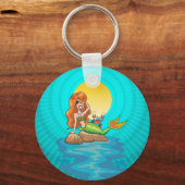 Meerjungfrau unter Vollmond Schlüsselanhänger (Vorderseite)