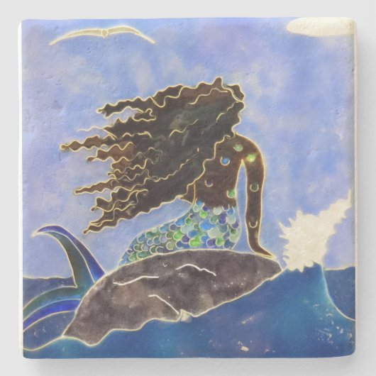 Meerjungfrau-Untersetzer Steinuntersetzer (Vorderseite)