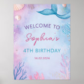 Meerjungfrau Unterwasserfarbe Geburtstag Willkomme Poster (Vorne)