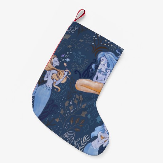 Meerjungfrau Unterwassersee Nahtlose Illustration Kleiner Weihnachtsstrumpf (Vorderansicht (hängend))