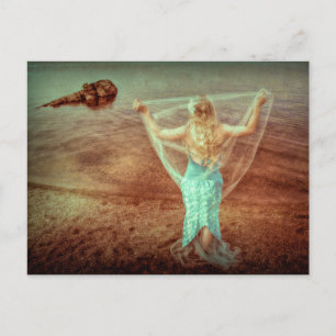 Meerjungfrau Vintag Aquamarin braun Postkarte