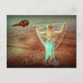 Meerjungfrau Vintag Aquamarin braun Postkarte (Vorderseite)