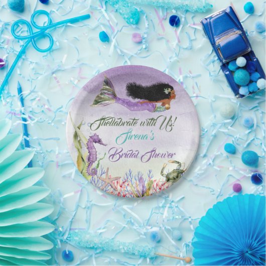 Meerjungfrau von Colour Seepferd Crab Lila goldgrü Pappteller (Party)