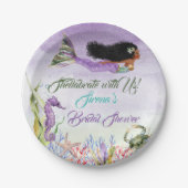 Meerjungfrau von Colour Seepferd Crab Lila goldgrü Pappteller (Vorderseite)