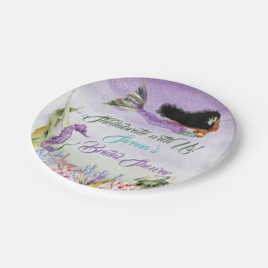 Meerjungfrau von Colour Seepferd Crab Lila goldgrü Pappteller (Schrägansicht)