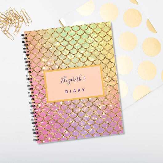 Meerjungfrau Waage Rosa lila Glitzer Tagebuch Notizblock