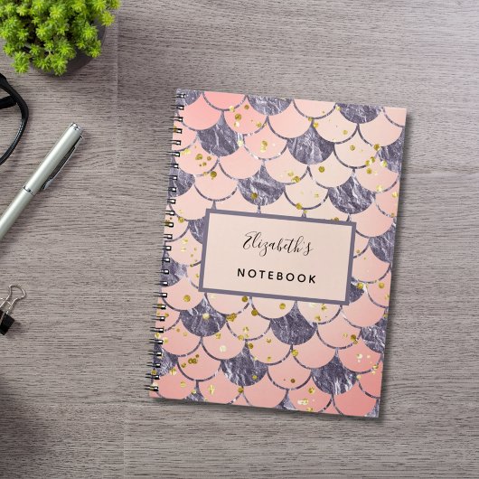 Meerjungfrau-Waage rosa pfirsichfarben lila Notizblock