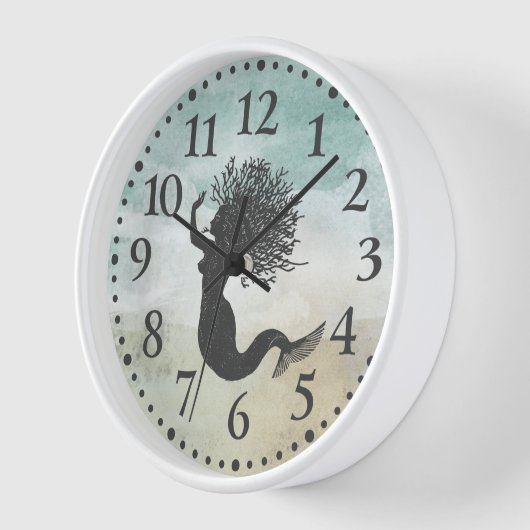 Meerjungfrau Wasserfarbe Korallenhaar Uhr (Winkel)