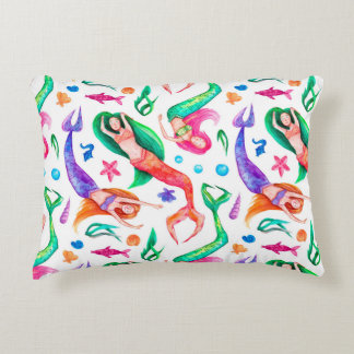 Meerjungfrau Wasserfarbe: Nahtloses ozeanisches Mu Dekokissen