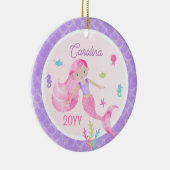 Meerjungfrau Wasserfarbe Rosa und Lila Keepake Keramik Ornament (Rechts)