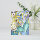 Meerjungfrau Wasserfarbenmalerei Postkarte (Stehend Vorderseite)