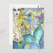 Meerjungfrau Wasserfarbenmalerei Postkarte (Vorne/Hinten)